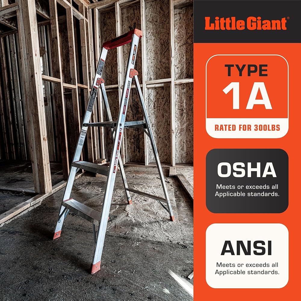 Little Giant Ladder Systems Flip-N-Lite, 5-Foot, Stepladder, Aluminum, Type 1A, 300 lbs Rated (15273-001)