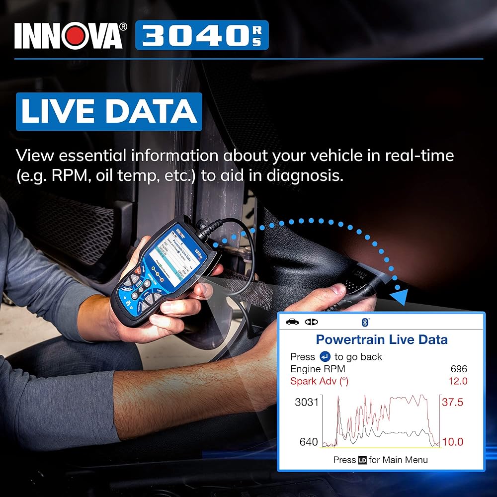 INNOVA 3040RS, OBD2 Scanner, Live Data Streamer, Battery/Alt Tester, Reset Check Engine Light/Brake Light/Oil Light, Free Mechanic Recommended Fix &amp; Parts &amp; Est Repair Cost, Free Updates