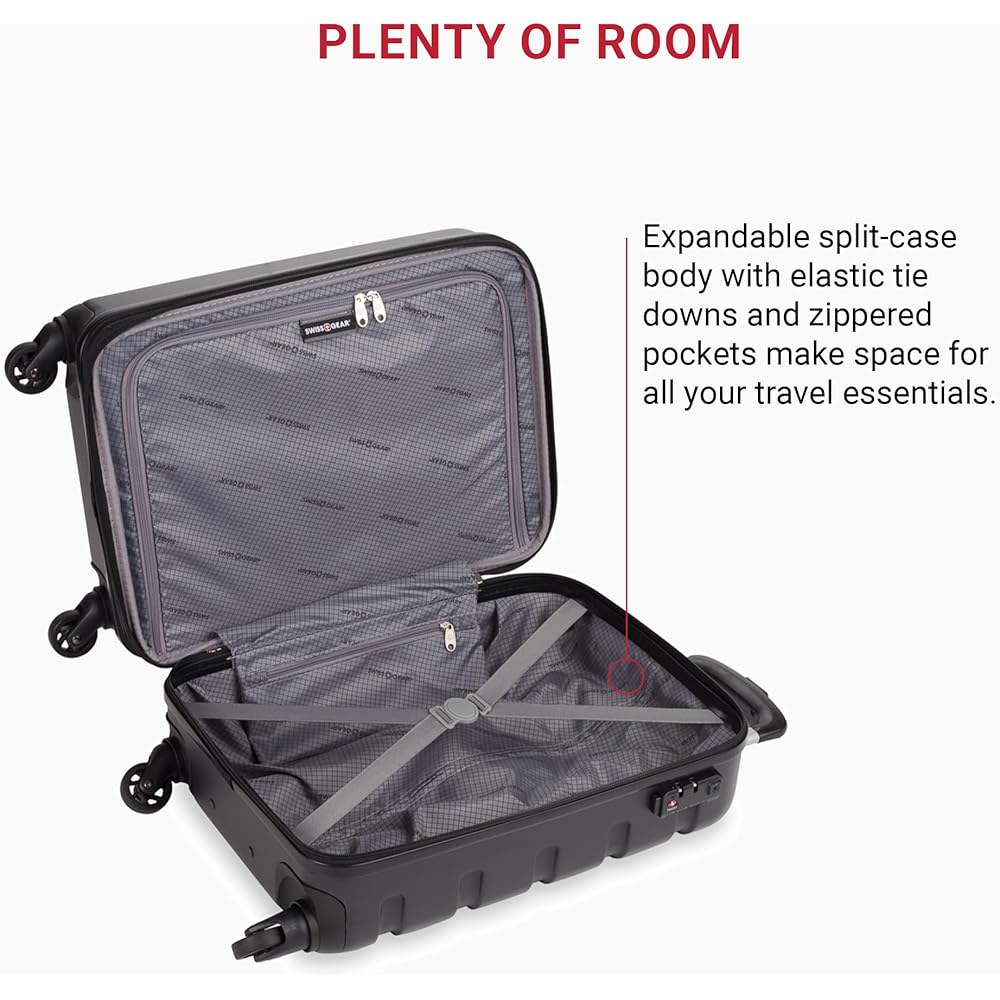 | SwissGear 7366 Hardside Expandable Luggage with Spinner Wheels, Black, Carry-On 19-Inch | Carry-Ons