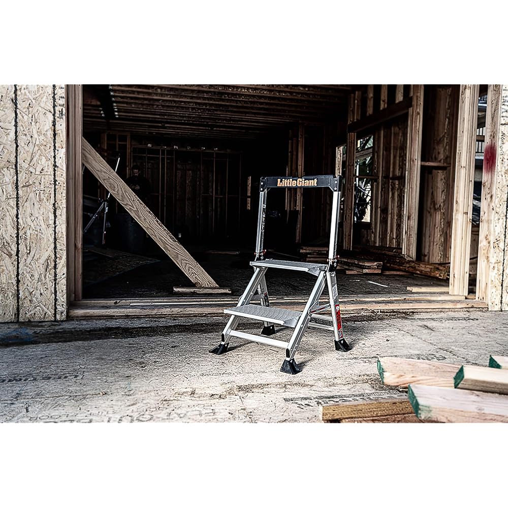 Little Giant Ladders, Jumbo Step, 2-Step, 2 foot, Step Stool, Aluminum, Type 1AA, 375 lbs weight rating, (11902), Silver