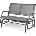 Tangkula 2 Person Patio Glider, Outdoor Swing Bench, Rocker Glider Loveseat Chair with Heavy-Duty Steel Frame, Breathable Seat Fabric, Rocking Lounge Chair for Poolside, Garden, Backyard, Porch (Gray)