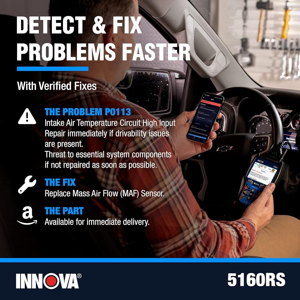 INNOVA 5160RS, OBD2 Bidirectional Scan Tool, OE-Level All System Diagnostics, Reset Oil Light/Battery/EPB/SAS/DPF, Mechanic Recommended Fixes &amp; Parts, TSBs, 1yr Warranty, Free Updates