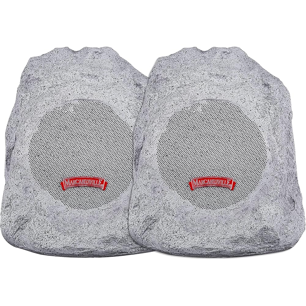 Margaritaville “On The Rock” Outdoor Bluetooth Wireless Speaker | Durable Bluetooth Speakers, Fantastic Yard or Patio Decor, IPX-4 Waterproof Rated, Granite Grey (Two Pack)