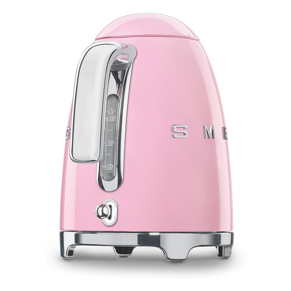 SMEG 50's Retro Style Electric Water Kettle with Automatic Shutoff, Removable Base, and Water Indicator, KLF03PKUS, Pink