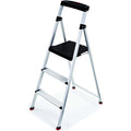 Rubbermaid 3-Step Ladder, Aluminum Lightweight Folding Step Stool with Project Top, Silver, Tested to US Safety Standards, No Assembly Required
