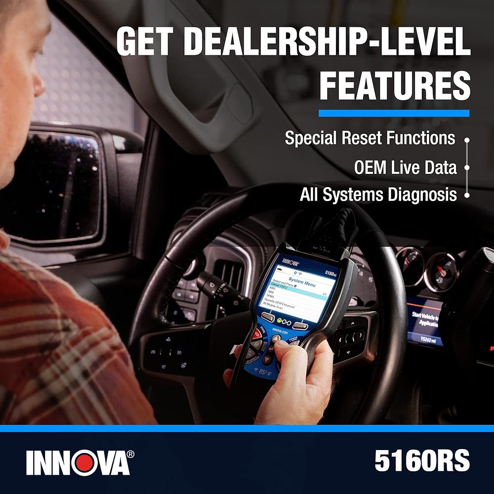 INNOVA 5160RS, OBD2 Bidirectional Scan Tool, OE-Level All System Diagnostics, Reset Oil Light/Battery/EPB/SAS/DPF, Mechanic Recommended Fixes &amp; Parts, TSBs, 1yr Warranty, Free Updates