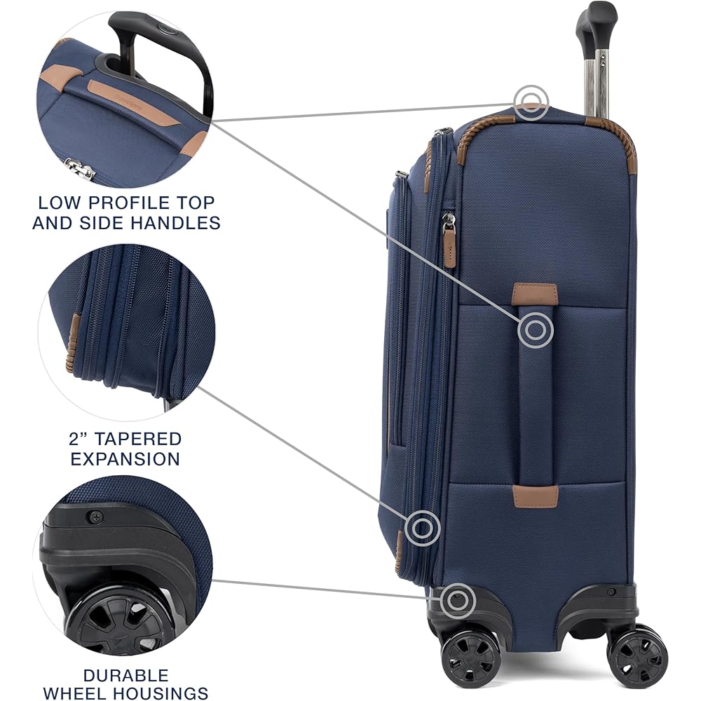 | Travelpro Crew Classic Lightweight Softside Expandable Carry on Luggage, 8 Wheel Spinner Suitcase, Men and Women, Carry On 21-Inch, Patriot Blue | Carry-Ons