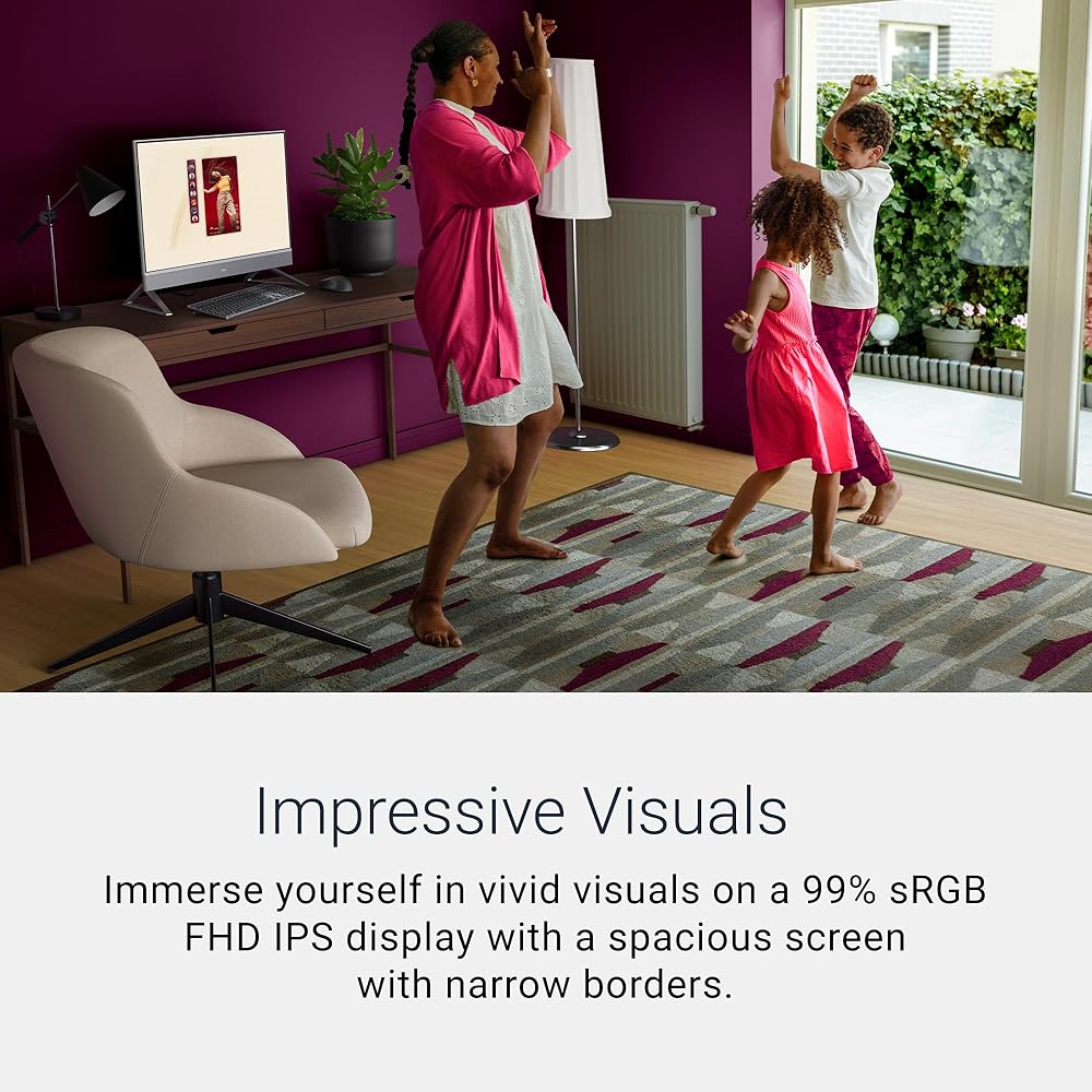 Dell 24 All-in-One Desktop ec24250-23.8-inch FHD Display, Intel Core 3 Processor 100U, Intel Graphics, 8GB DDR5 RAM, 512GB SSD, Windows 11 Home, Onsite Service+6 Months Retail Migrate White