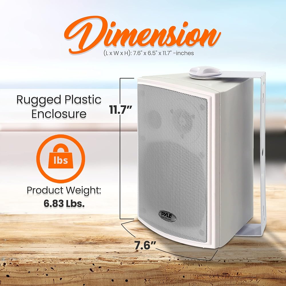 Pyle 6.5'' Wireless BT Streaming Speakers Pro-Active, Wall Mountable, 100W MAX w/ 2-Way Full Range Stereo Sound Reproduction, Built-in Digital Sound Amplifier, Pair, Elegant White Color PDWR69BTW