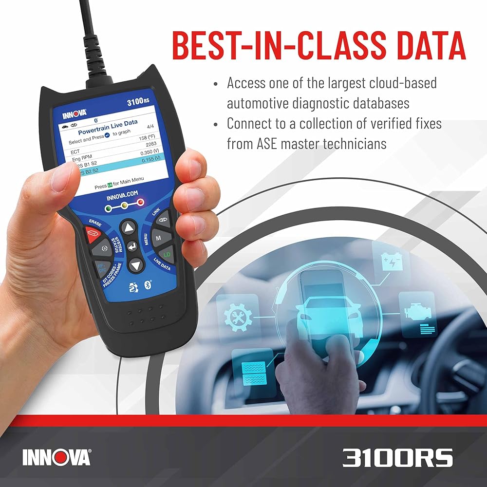 INNOVA 3100RS, OBD2 Scanner, ABS SRS Airbag Scan Tool with Airbag Light &amp; Oil Light Reset, Stream Graph &amp; Record Live Data, Get Suggested Repair &amp; Parts on iPhone or Android