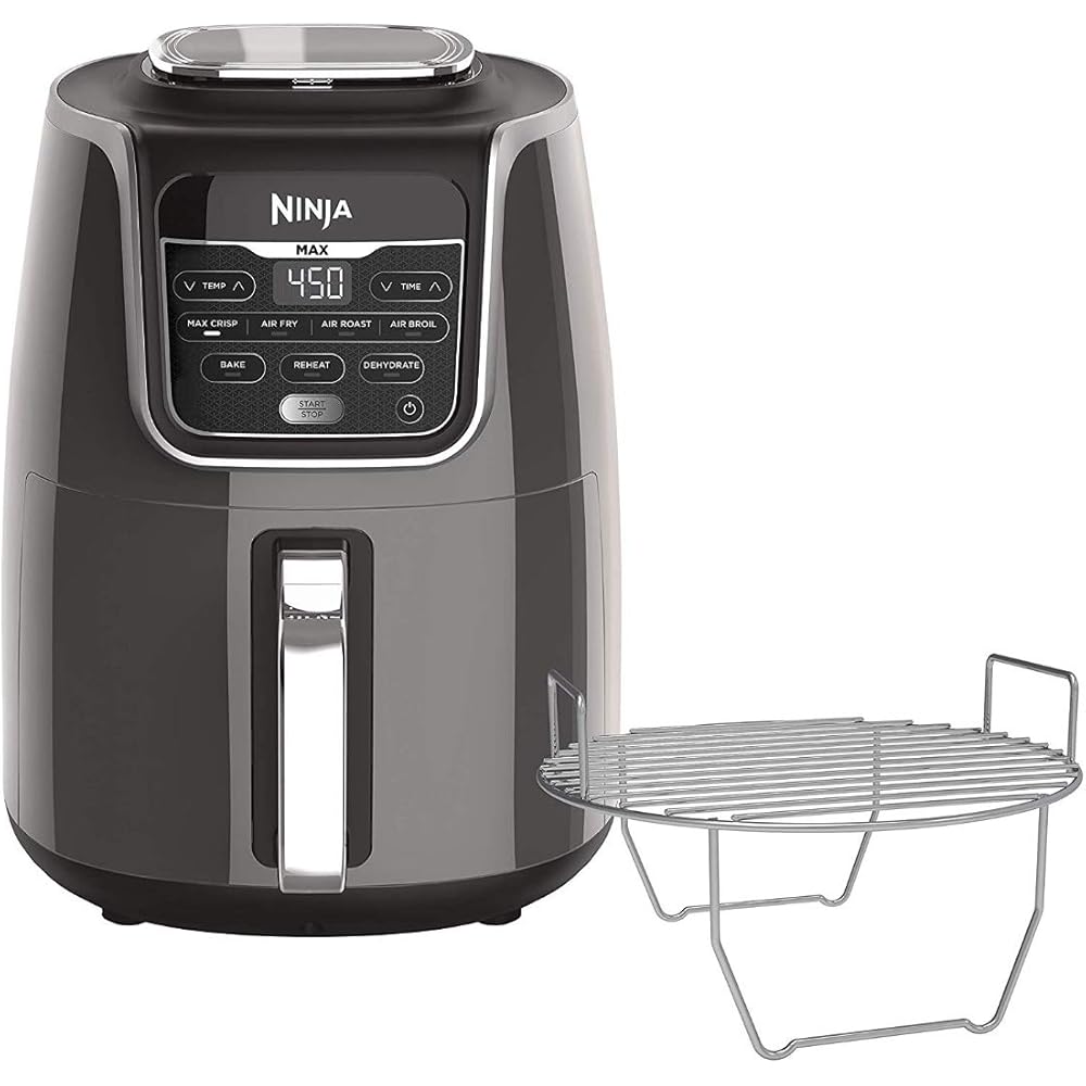 Ninja AF161 Max XL Air Fryer that Cooks, Crisps, Roasts, Bakes, Reheats and Dehydrates, with 5.5 Quart Capacity, and a High Gloss Finish, Grey