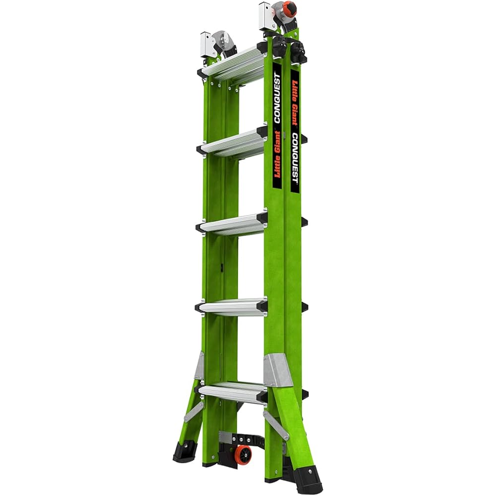 Little Giant Ladders Systems Conquest 2.0, M22, 22ft, Multi-Position Ladder, Fiberglass, Type 1A, 300 lbs Weight Rating, (17122-001), Green