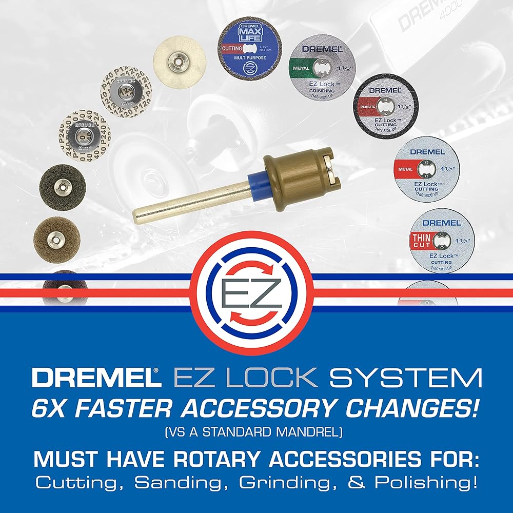 Dremel EZ725 70-Piece All-Purpose Rotary Tool Accessory Set With Storage Kit EZ-Lock And EZ Drum For Faster Accessory Changes Perfect for Cutting, Polishing, Cleaning, And Sanding
