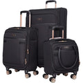 | kensie Hudson Softside Spinner Luggage, Black with Rose Gold, 3-Piece Set (16/20/28) | Luggage Sets