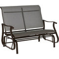 Outsunny 2-Person Outdoor Glider Bench，Patio Glider Loveseat Chair with Powder Coated Steel Frame，2 Seats Porch Rocking Glider for Backyard, Lawn, Garden and Porch, Mixed Gray