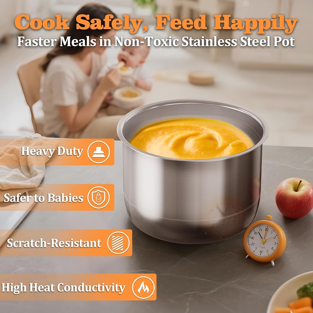 Fullwill Electric Pressure Cooker 6QT Dual Pots, 12 in 1 MultiFunction Cooker with 304 Stainless Steel &amp; Ceramic Pots, Pressure Cook, Soup, Porridge, Yogurt, Meat Stew, Rice, Poultry, Beans and More