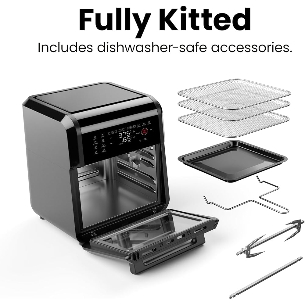Chefman 12-Quart 6-in-1 Air Fryer Oven with Digital Timer, Touchscreen, and 12 Presets Family Size Countertop Convection Oven, Dishwasher-Safe Parts