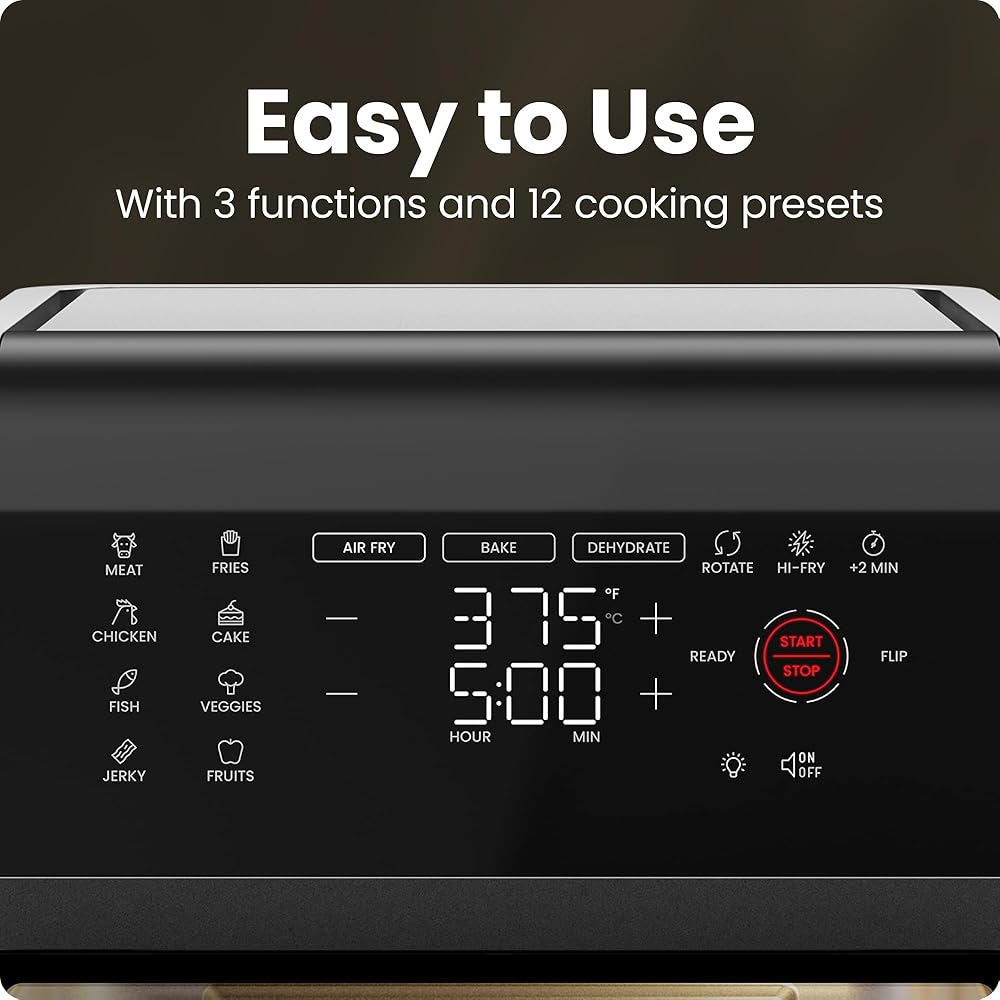 Chefman 12-Quart 6-in-1 Air Fryer Oven with Digital Timer, Touchscreen, and 12 Presets Family Size Countertop Convection Oven, Dishwasher-Safe Parts
