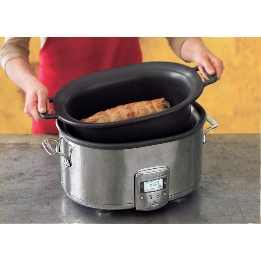 All-Clad Stainless Steel Electric Slow Cooker 7-Quart, Programmable LCD Timer, Aluminum Insert, Slow Cookers, Small Kitchen Appliances, Silver