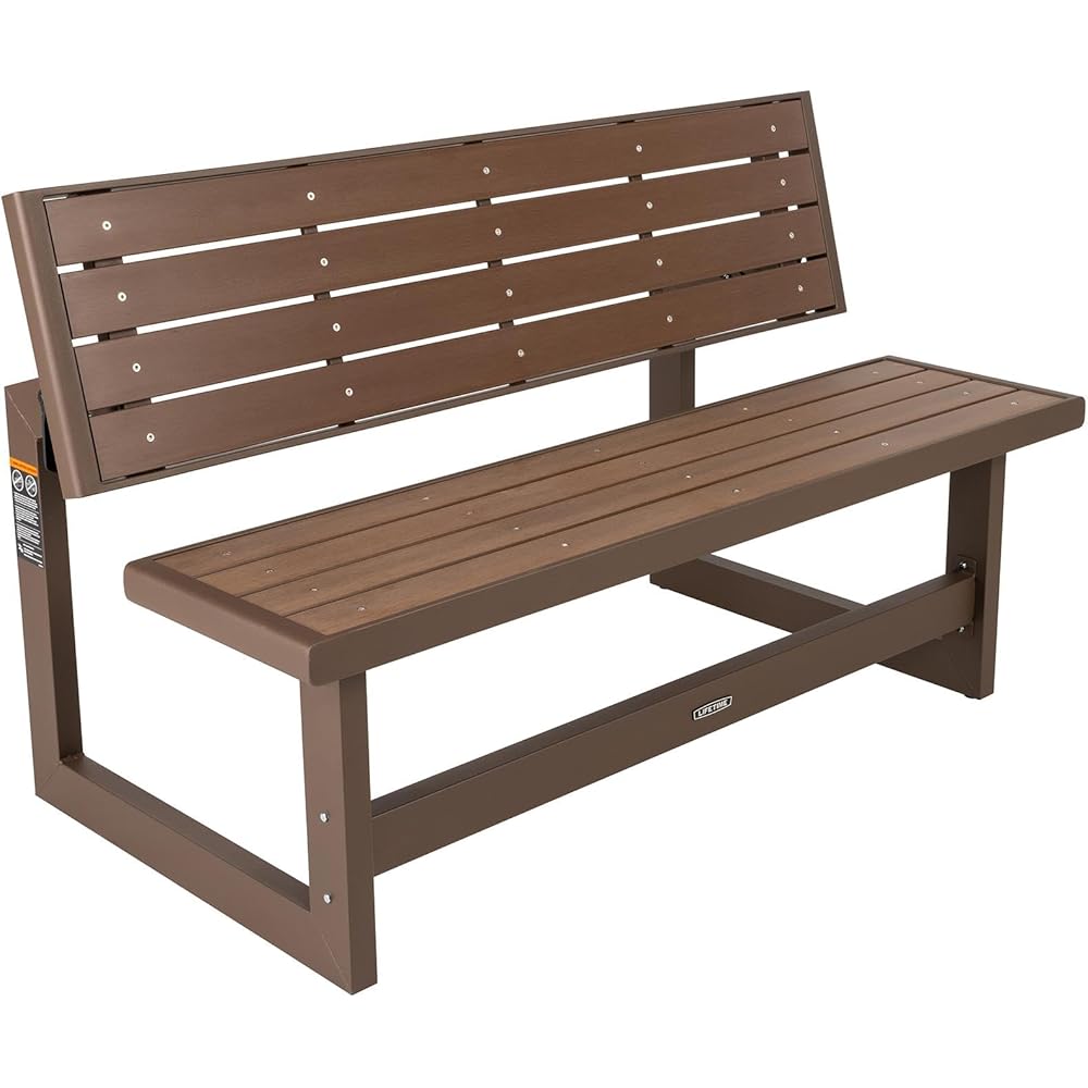 Lifetime 60139 Outdoor Convertible Bench, 55 Inch, Mocha Brown