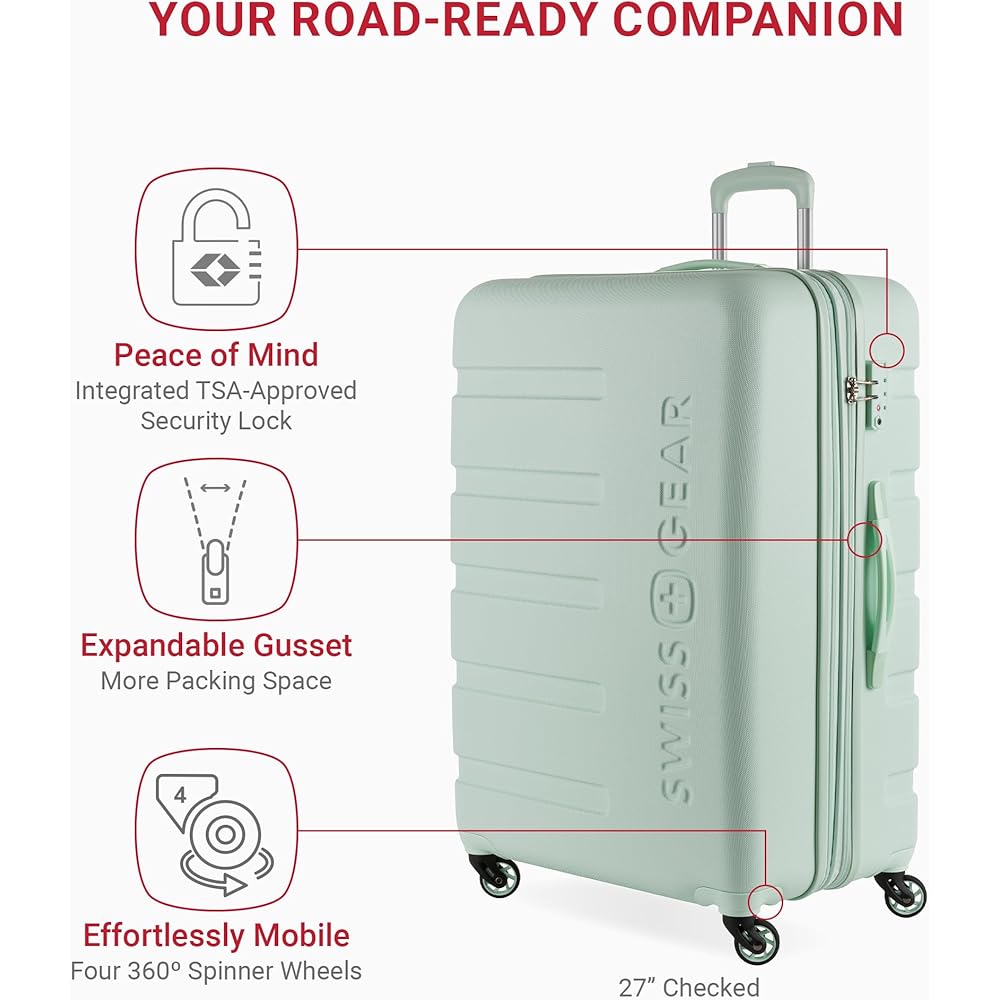 | SwissGear 7366 Hardside Expandable Luggage with Spinner Wheels, Clearly Aqua, 3-Piece Set (19/23/27) | Carry-Ons