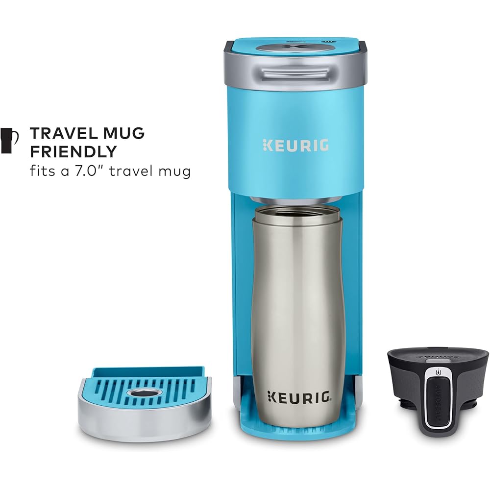 Keurig K-Mini Plus Single Serve K-Cup Pod Coffee Maker, with 6 to 12oz Brew Size, Stores up to 9 K-Cup Pods, Travel Mug Friendly, 1500 watts, Cool Aqua