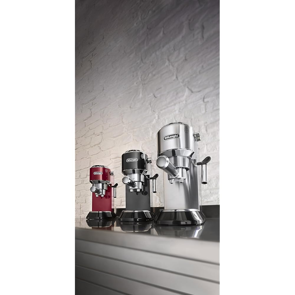 De’Longhi Dedica Espresso Machine with Manual Milk Frother, 15-Bar Pump &amp; Adjustable Tray Barista Coffee Maker Kit for Espresso, Latte, Cappuccino &amp; Iced Coffee Italian Stainless Steel Design