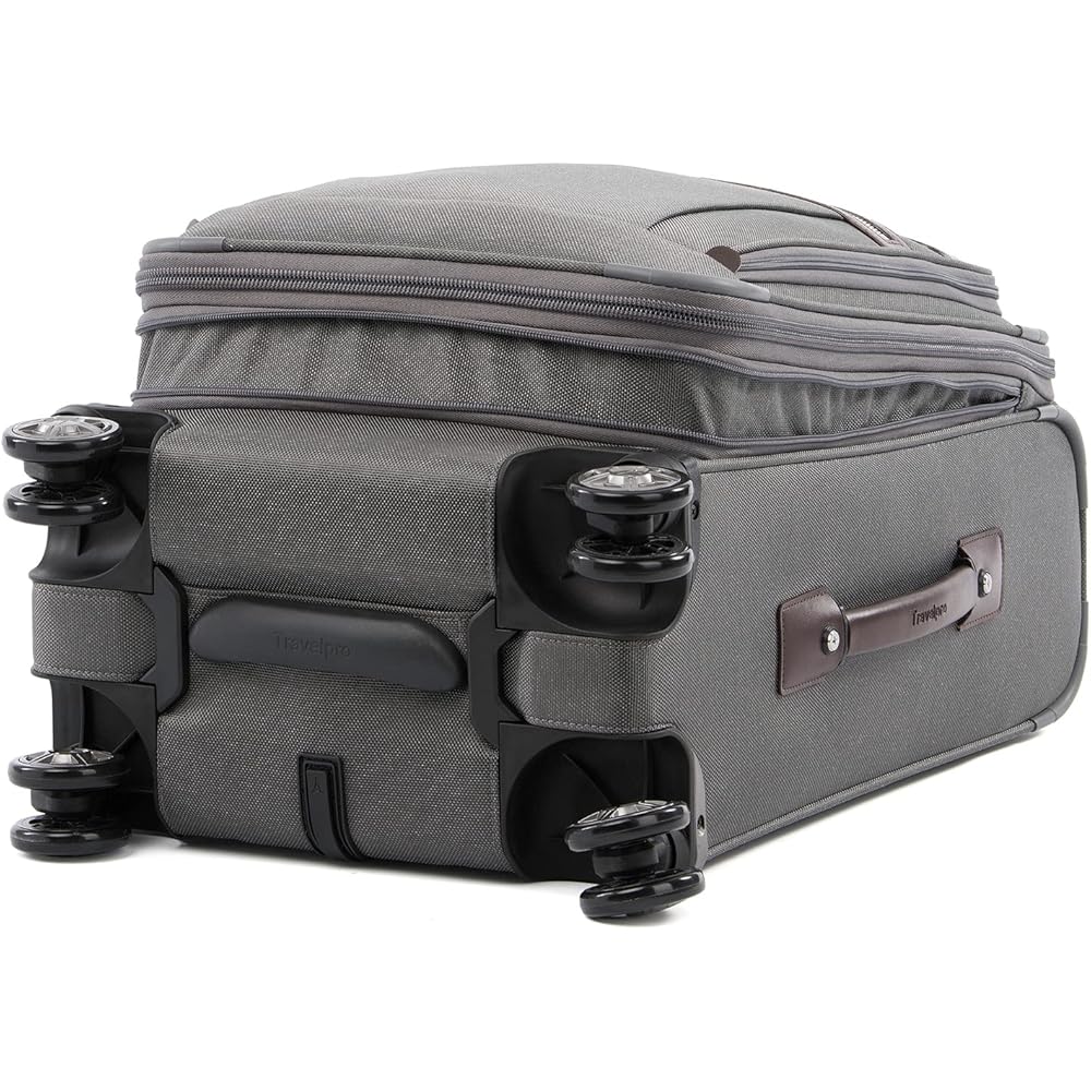 | Travelpro Platinum Elite Softside Expandable Carry on Luggage, 8 Wheel Spinner Suitcase, USB Port, Suiter, Men and Women, Vintage Grey, Carry On 21-Inch | Suitcases