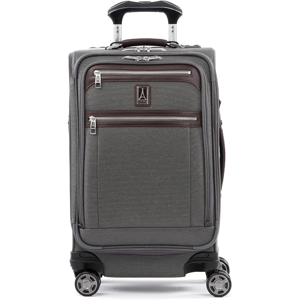 | Travelpro Platinum Elite Softside Expandable Carry on Luggage, 8 Wheel Spinner Suitcase, USB Port, Suiter, Men and Women, Vintage Grey, Carry On 21-Inch | Suitcases