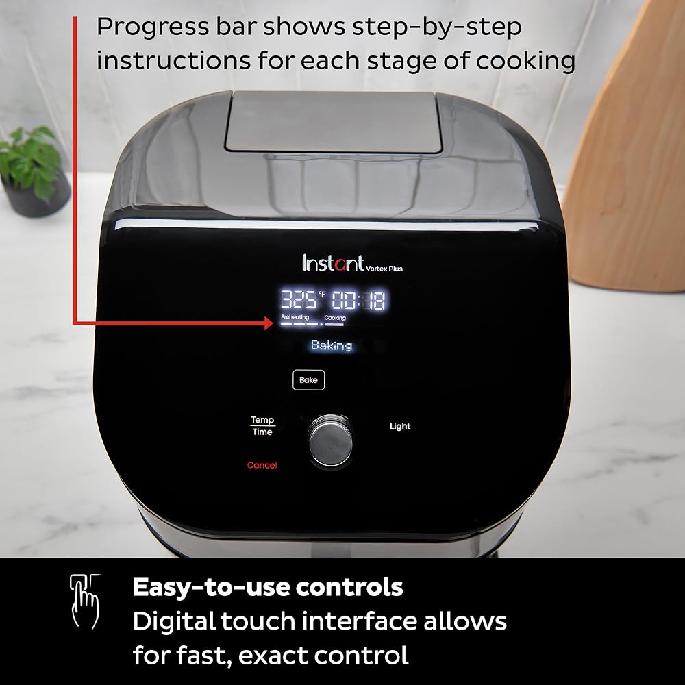 Instant Pot Vortex Plus 6QT Air Fryer with Odor Erase Technology,6-in-1 Functions that Crisps,Roasts, Broils,Dehydrates, Bakes &amp; Reheats, 100+In-App Recipes, from the Makers of Instant Pot,1700W,Black