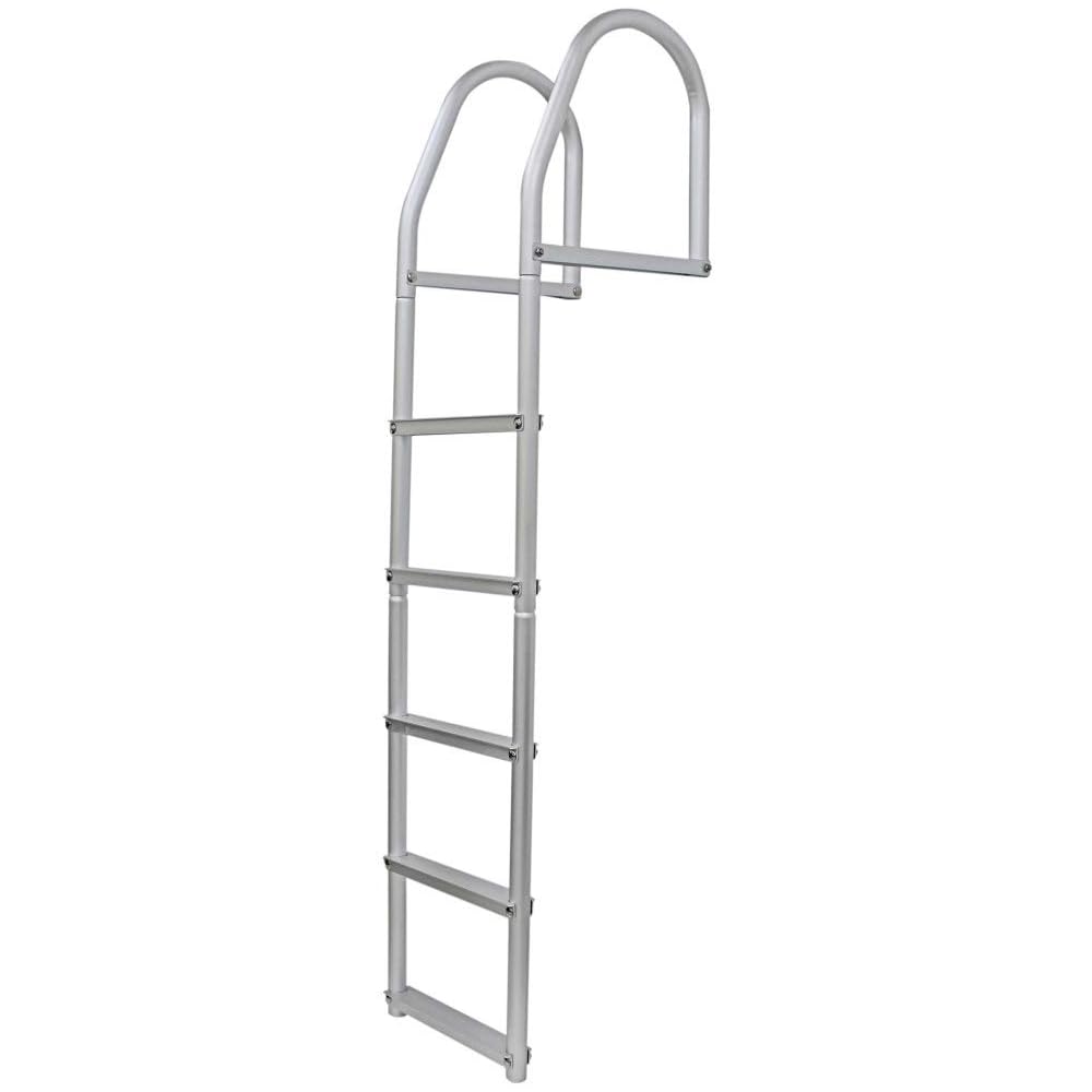 Extreme Max 3005.4108 Heavy-Duty Aluminum Weld-Free Fixed Dock Ladder with Comfort Use Round Tube Frame 5-Step, 300 lbs. Weight Capacity