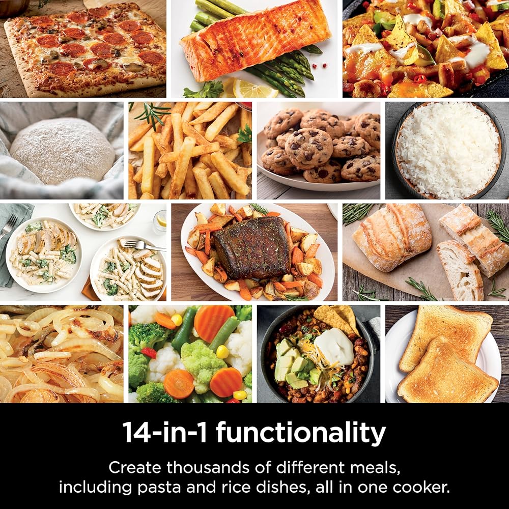 Ninja Combi All-in-One Multicooker, Oven, &amp; Air Fryer, Complete Meals in 15 Mins, 14-in-1 Functions, Combi Cooker + Air Fry, Bake, Roast, Slow Cook and More, 3 Accessories, Stainless Steel, SFP701