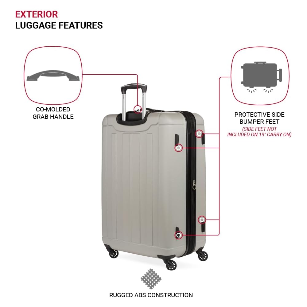 | SwissGear 6297 Hardside Expandable Luggage with Spinner Wheels, Silver, 3-Piece Set (18/23/27) | Suitcases
