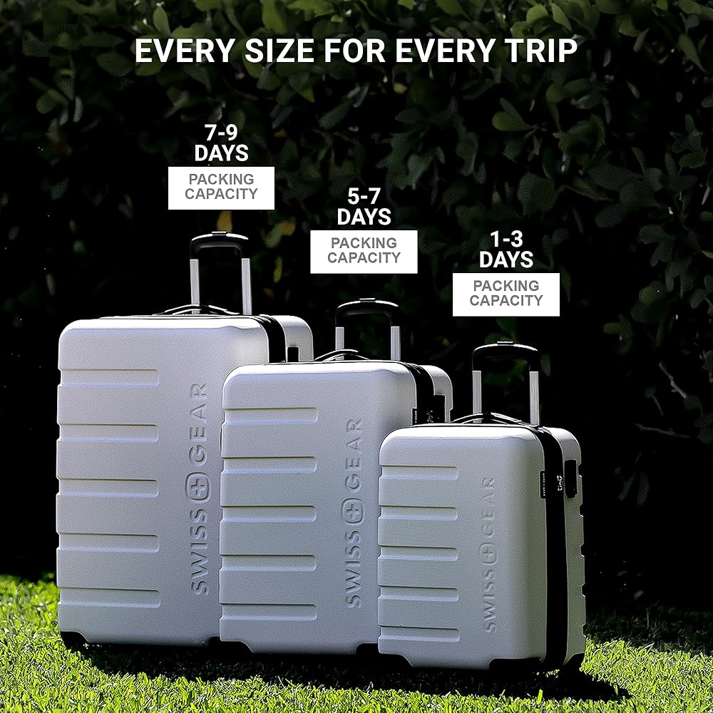 | SwissGear 7366 Hardside Expandable Luggage with Spinner Wheels, Clearly Aqua, 3-Piece Set (19/23/27) | Carry-Ons
