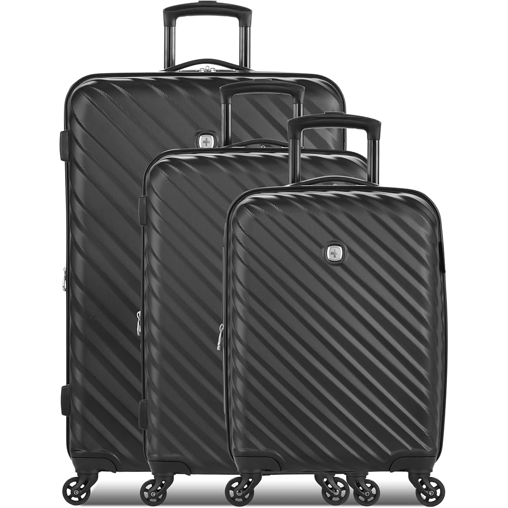| SwissGear Lightweight Expandable Spinner, Black Wave, 3-Piece Set | Luggage Sets