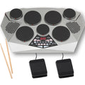Pyle Pro Electronic Drum kit Portable Electric Tabletop Drum Set Machine with Digital Panel, 7 Drum Pad, Hi-Hat / Kick Bass Pedal Controller USB AUXTom Toms, Hi-Hat, Snare Drums, Cymbals PTED06