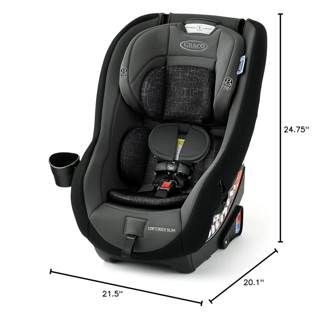 Graco Contender Slim Convertible Car Seat, West Point, Space-Saving Design, Lightweight and Compact