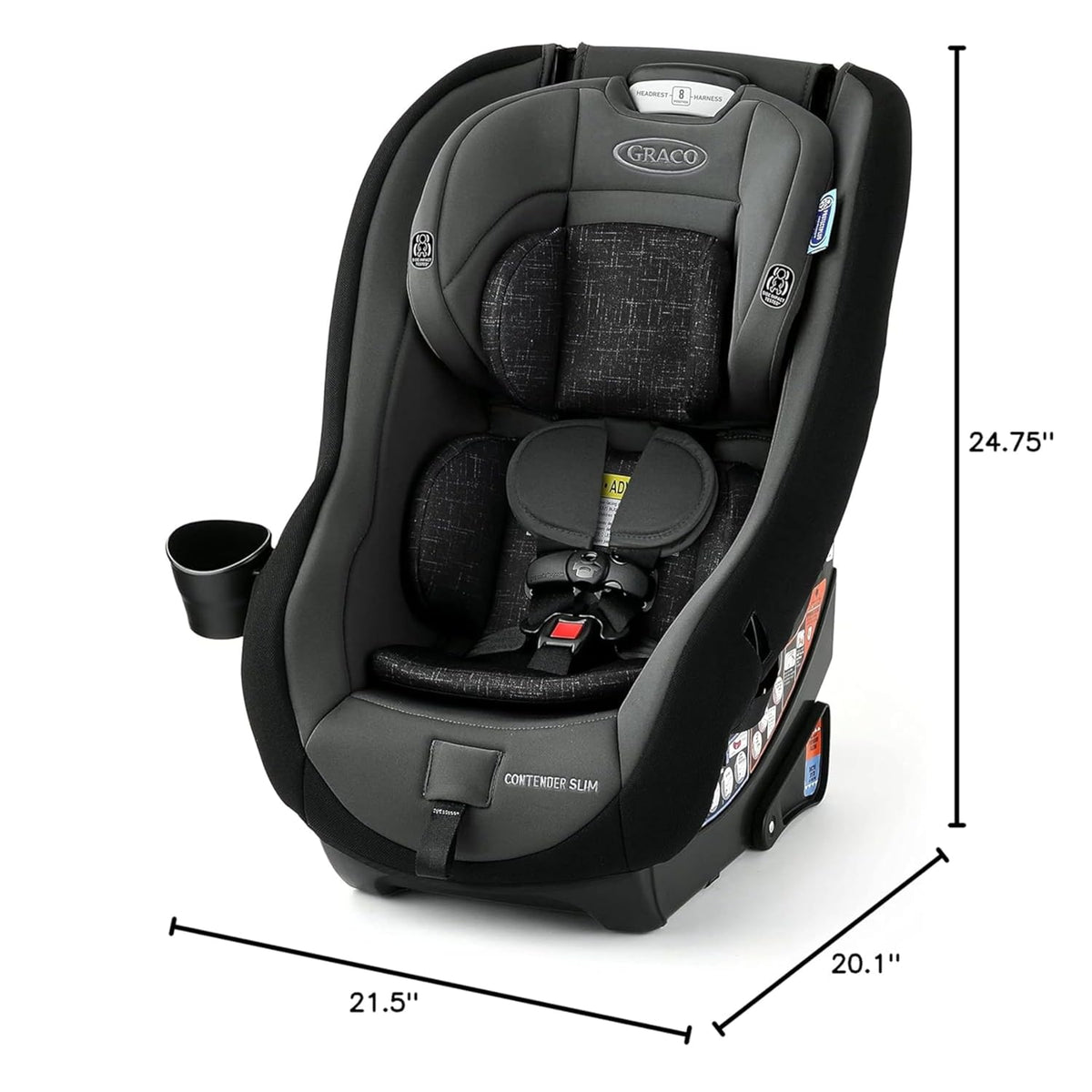 Graco Contender Slim Convertible Car Seat, West Point, Space-Saving Design, Lightweight and Compact