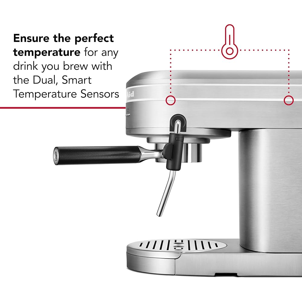 KitchenAid Metal Semi-Automatic Espresso Machine KES6503, Brushed Stainless Steel, 1.4 Liters