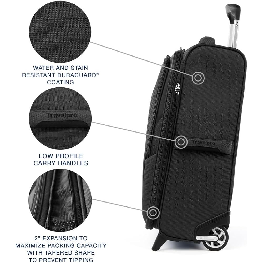| Travelpro Maxlite 5 Softside Expandable Upright 2 Wheel Carry on Luggage, Lightweight Suitcase, Men and Women, Black, Carry On 22-Inch | Suitcases