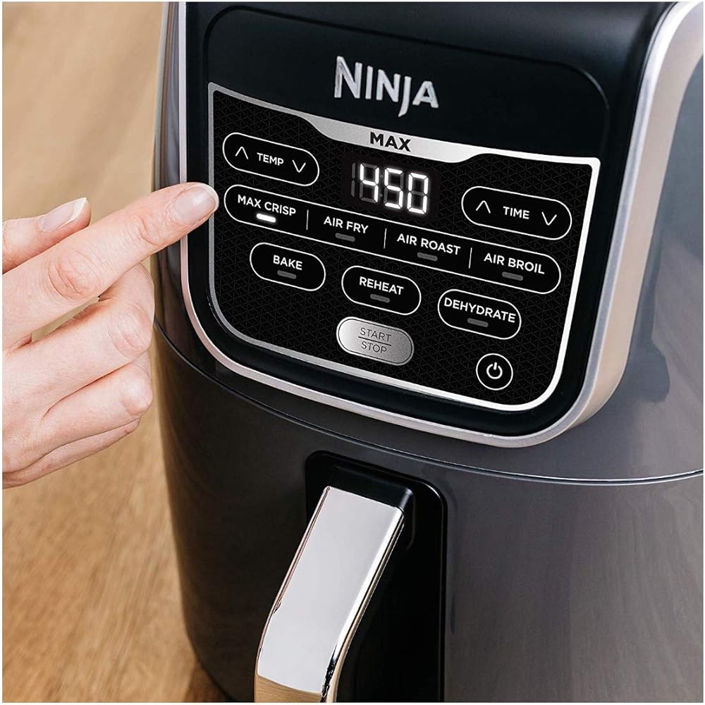 Ninja AF161 Max XL Air Fryer that Cooks, Crisps, Roasts, Bakes, Reheats and Dehydrates, with 5.5 Quart Capacity, and a High Gloss Finish, Grey