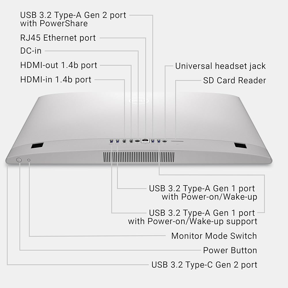 Dell 24 All-in-One Desktop ec24250-23.8-inch FHD Display, Intel Core 3 Processor 100U, Intel Graphics, 8GB DDR5 RAM, 512GB SSD, Windows 11 Home, Onsite Service+6 Months Retail Migrate White