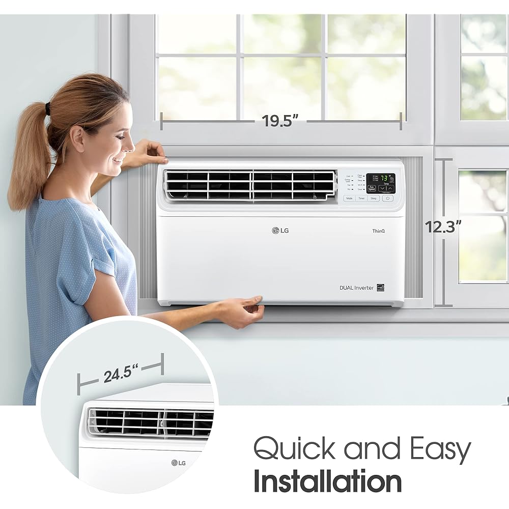 LG 10,000 BTU Window Air Conditioner Unit with Remote Control, 115V, White