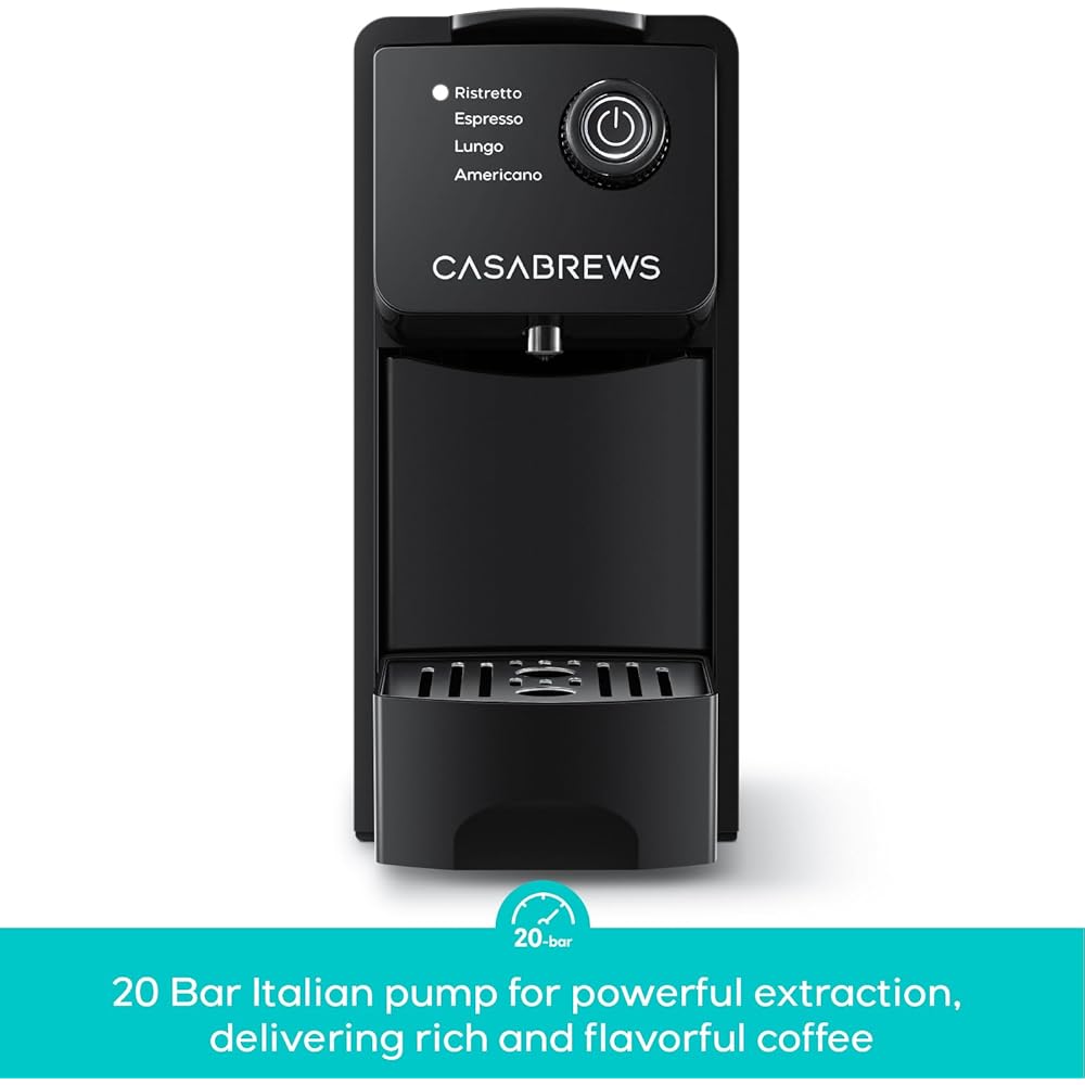 CASABREWS CM7036E Espresso Machine for Nespresso Original Pods, 20 Bar Compact Capsule Coffee Machine with 21 oz Removable Water Tank and 4 Brewing Modes, Mini Espresso Maker for Home or Office, Black