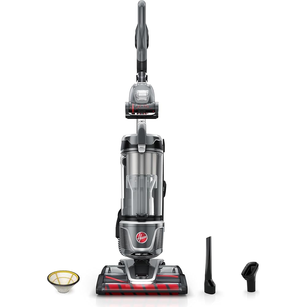 Hoover WindTunnel All-Terrain Dual Brush Roll Bagless Vacuum Cleaner, Corded Upright Vacuum, HEPA Media Filtration, Headlights, Swivel Steering, Corded Vacuum Cleaners for Home Use
