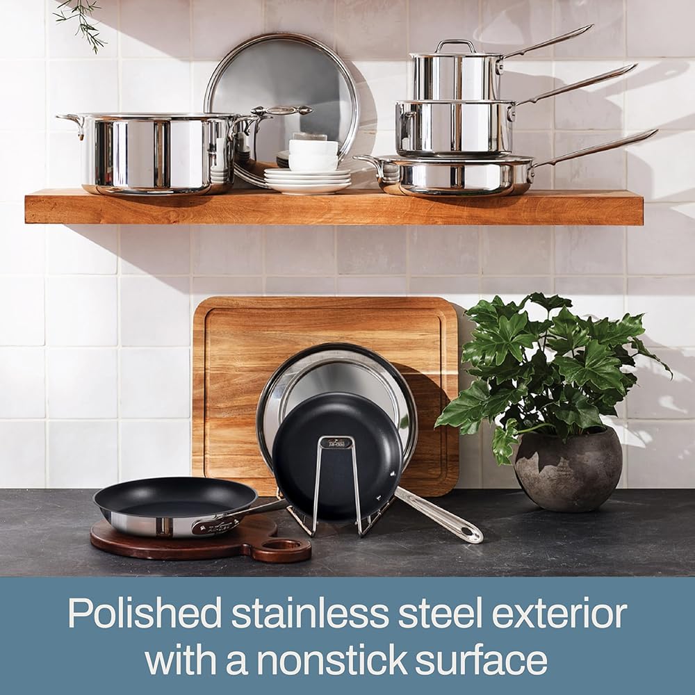 All-Clad Stainless Steel Pro Nonstick Frying Pan Set – 8 &amp; 10 Inch Skillets, Induction Compatible, Oven &amp; Broiler Safe to 500°F, Professional Cookware, Silver