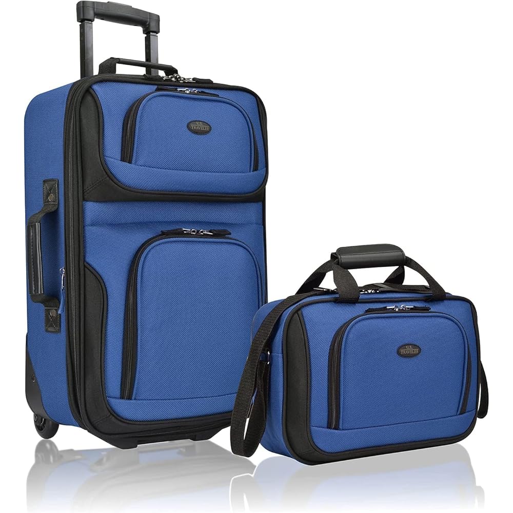 | U.S. Traveler Rio Softside Expandable Carry-on Rolling Luggage, Royal Blue, 2 Wheel Set | Carry-Ons