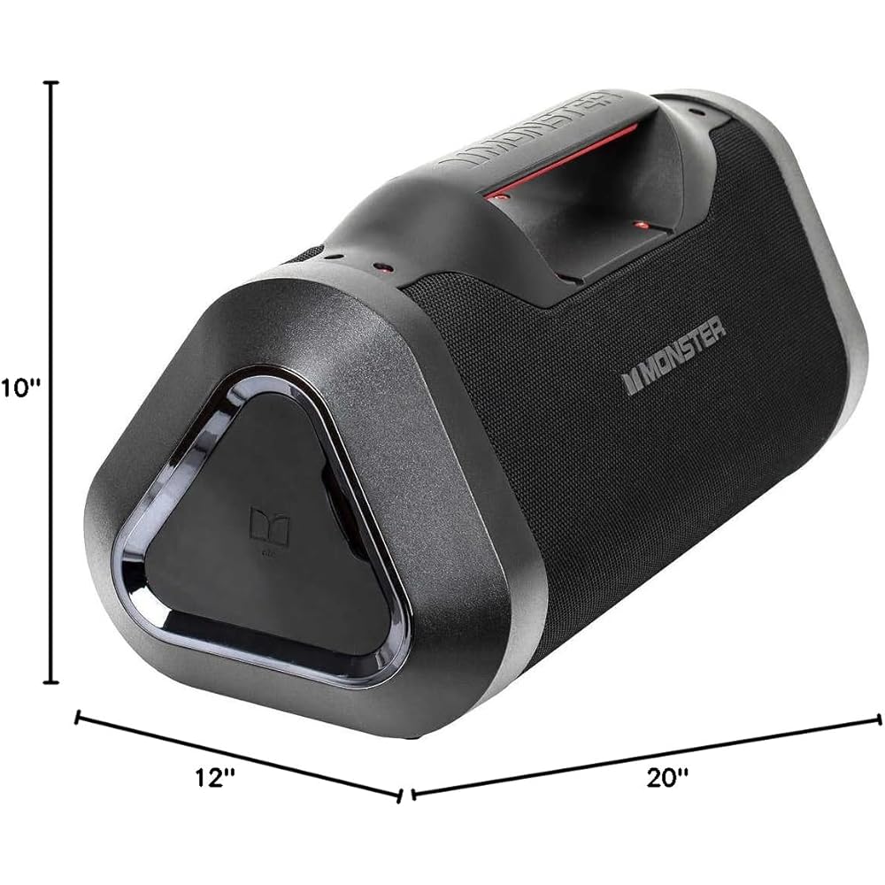 Monster Bluetooth BoomboxIPX5 Rechargeable Waterproof Bluetooth Speaker with USB Charge Out &amp; Aux Input, 120W Portable Wireless Speaker